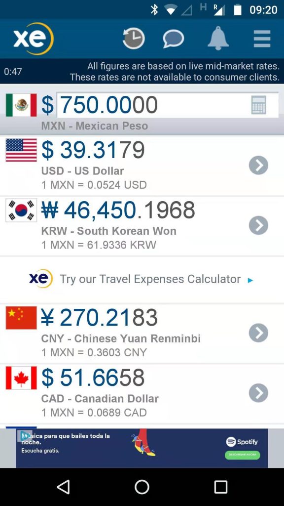 xe currency screenshot