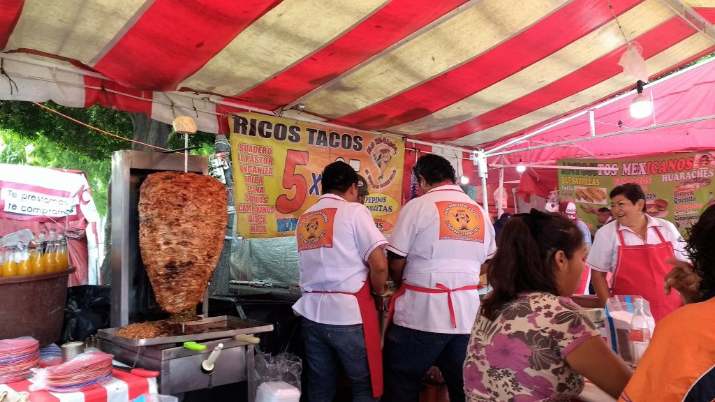 Street food stand for tacos al pastor in Mexico City