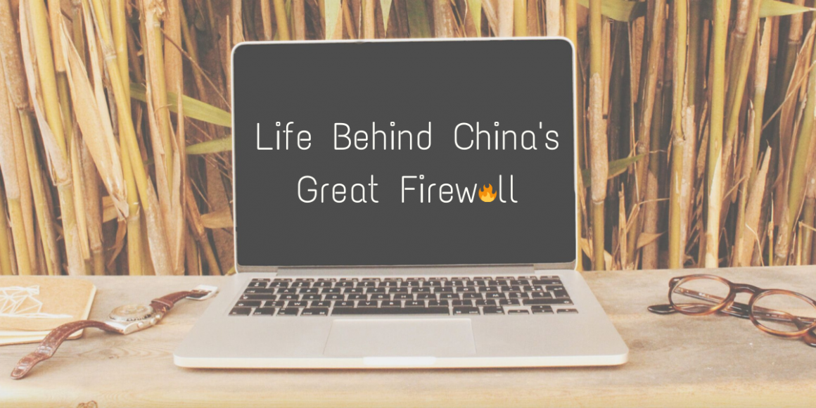 Open laptop with the words Life Behind China's Great Firewall on the screen